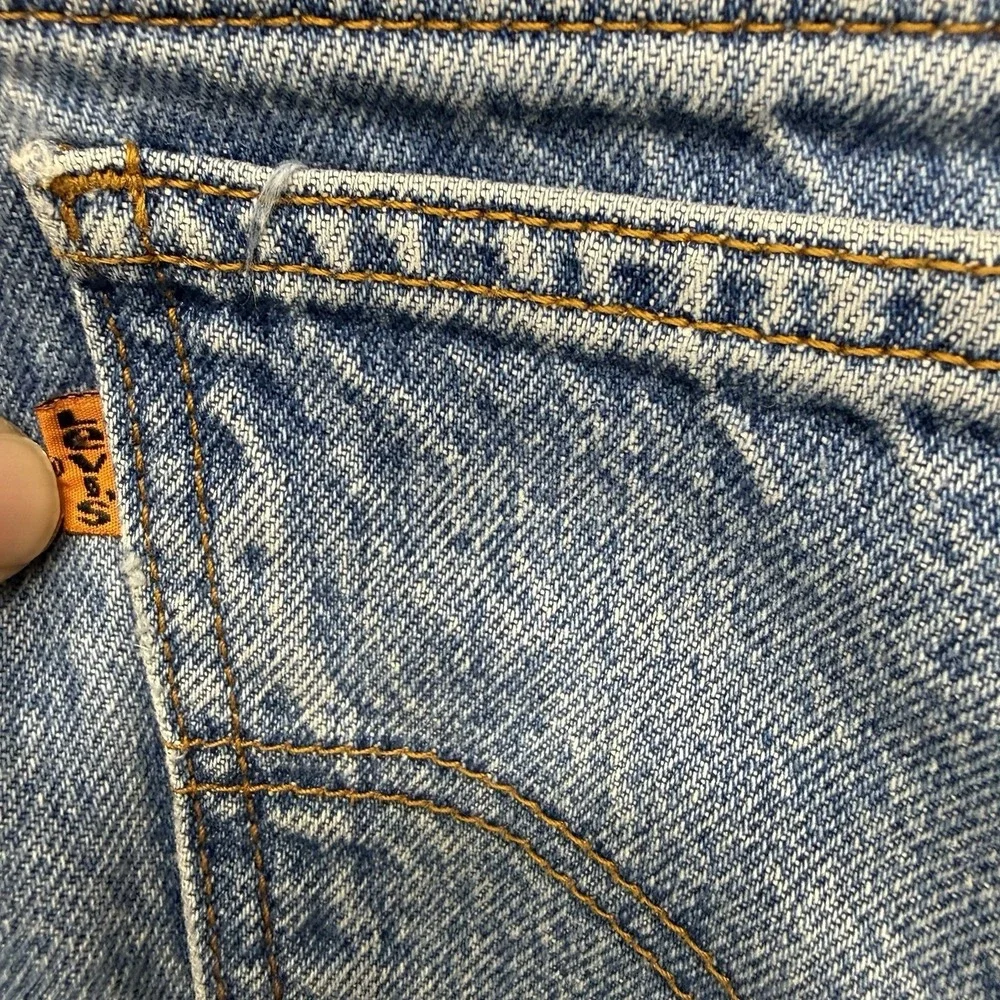 Levis 505 straight leg orange tab vintage jeans Men's size 38 38x32 stained knee